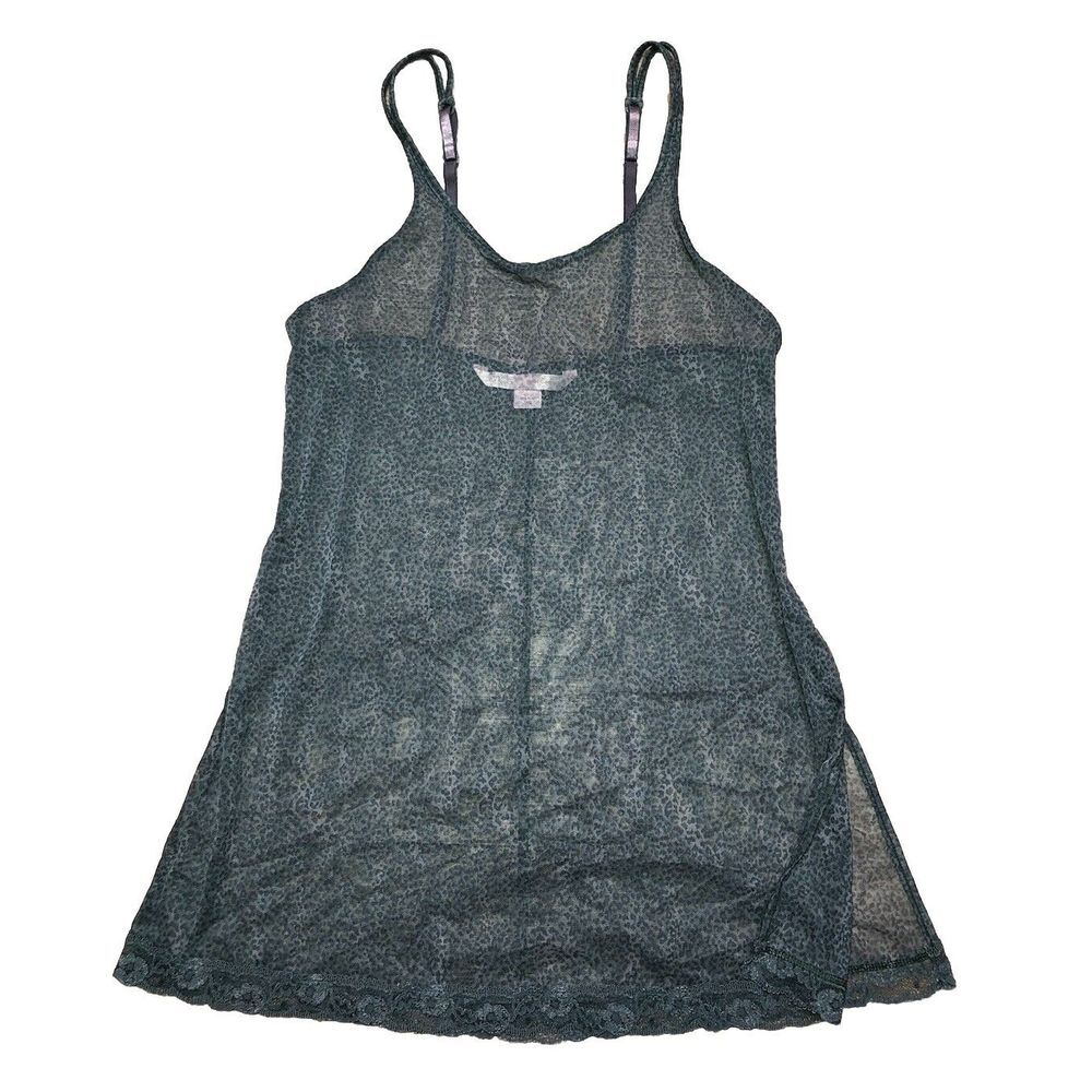 Victoria's Secret Mesh Slip Dress XS Leopard Chemise Vintage Y2K Made In USA‎